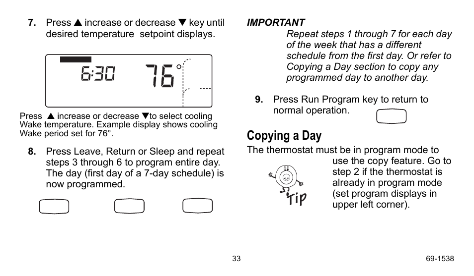 Copying a day | Honeywell ENERGYPRO T8665D User Manual | Page 33 / 52