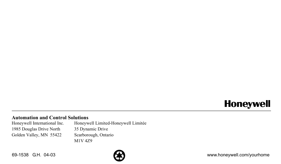Honeywell ENERGYPRO T8665D User Manual | Page 52 / 52