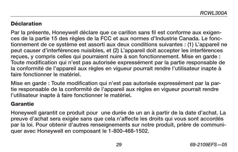 Honeywell RCWL300A User Manual | Page 31 / 48