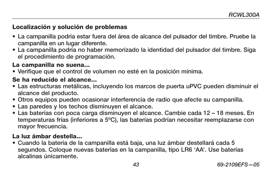 Honeywell RCWL300A User Manual | Page 45 / 48