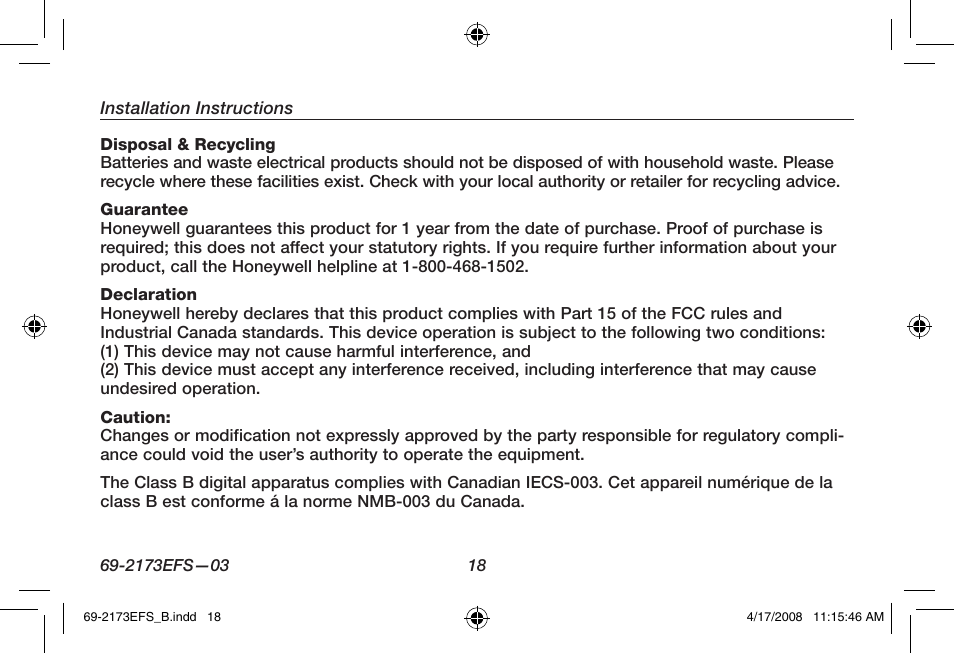 Honeywell RCW25 User Manual | Page 20 / 68