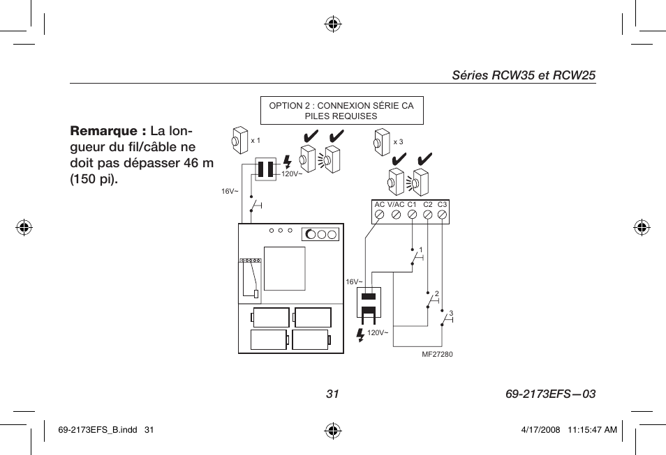 Séries rcw35 et rcw25 | Honeywell RCW25 User Manual | Page 33 / 68