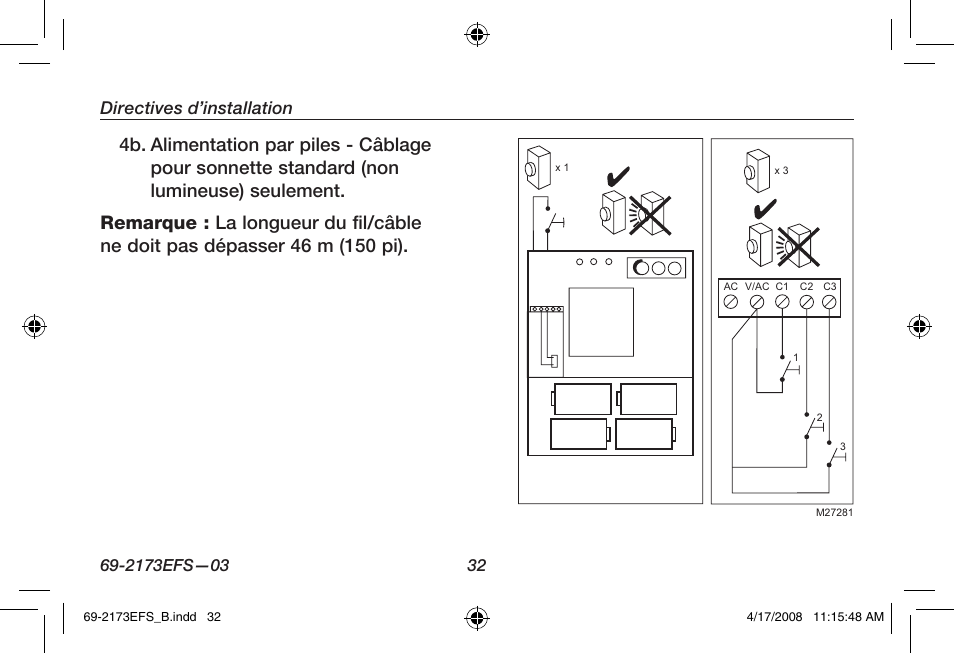 Directives d’installation | Honeywell RCW25 User Manual | Page 34 / 68