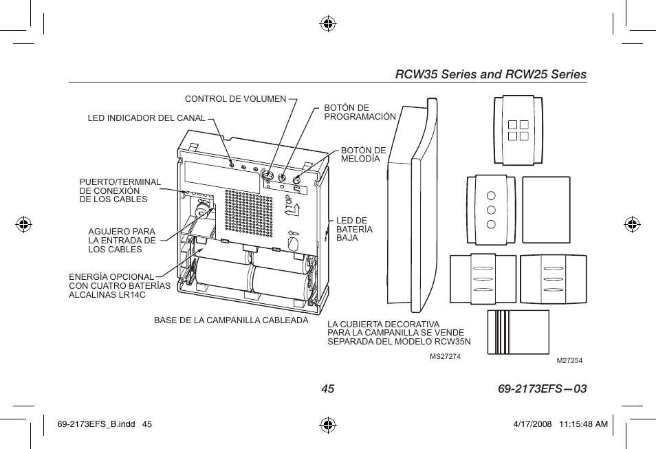 Rcw35 series and rcw25 series | Honeywell RCW25 User Manual | Page 47 / 68