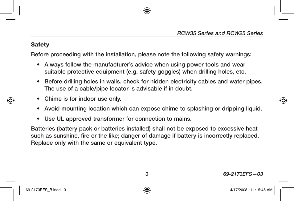 Honeywell RCW25 User Manual | Page 5 / 68