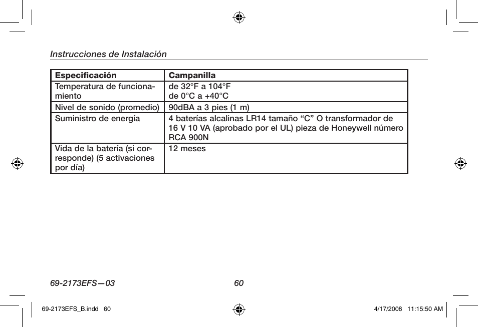 Honeywell RCW25 User Manual | Page 62 / 68
