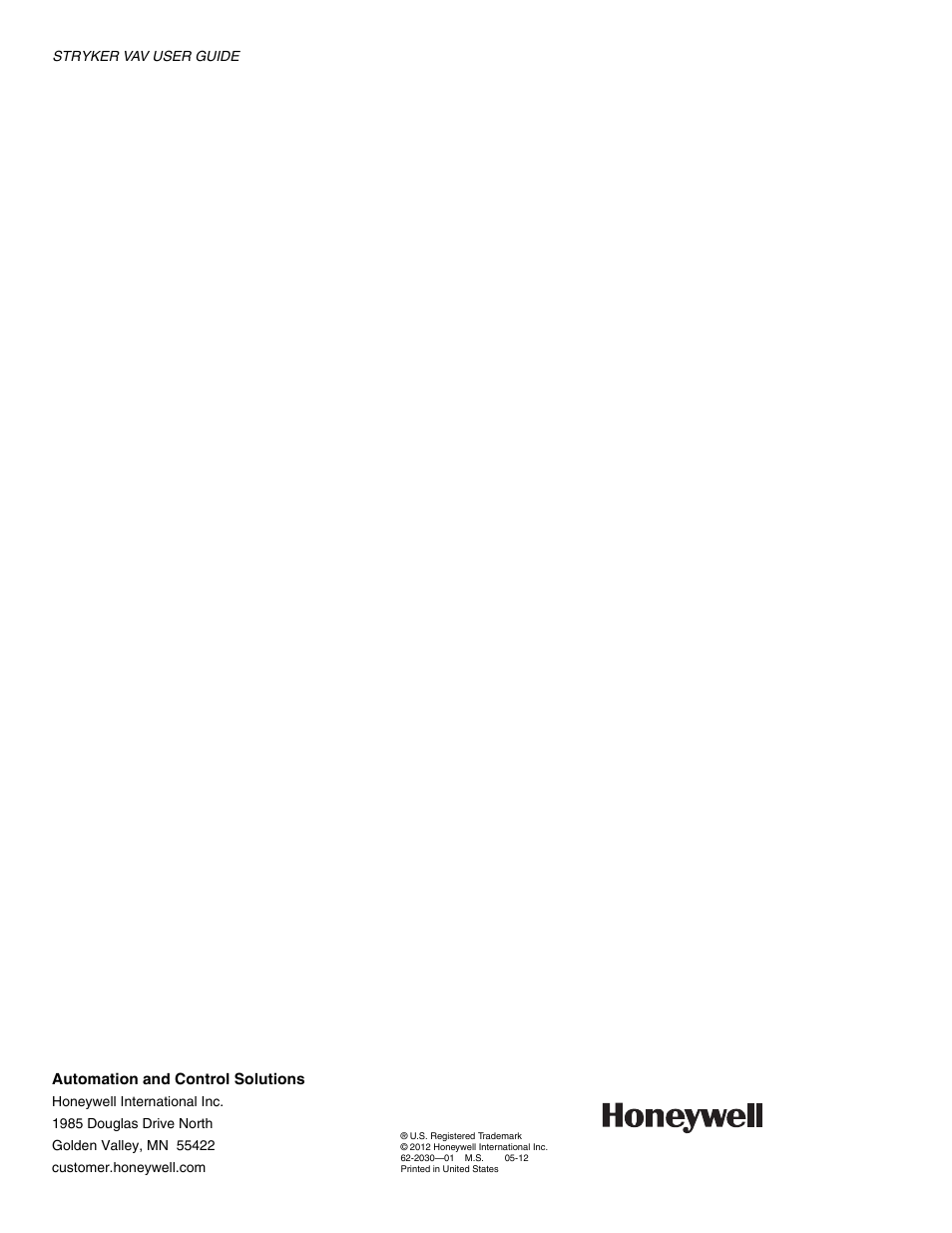 Honeywell Stryker VAV 62-2030-01 User Manual | Page 28 / 28