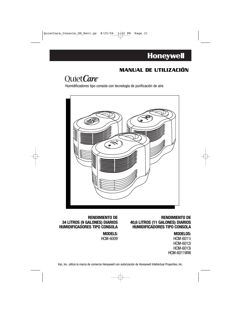 Manual de utilización | Honeywell HCM-6009 User Manual | Page 31 / 48