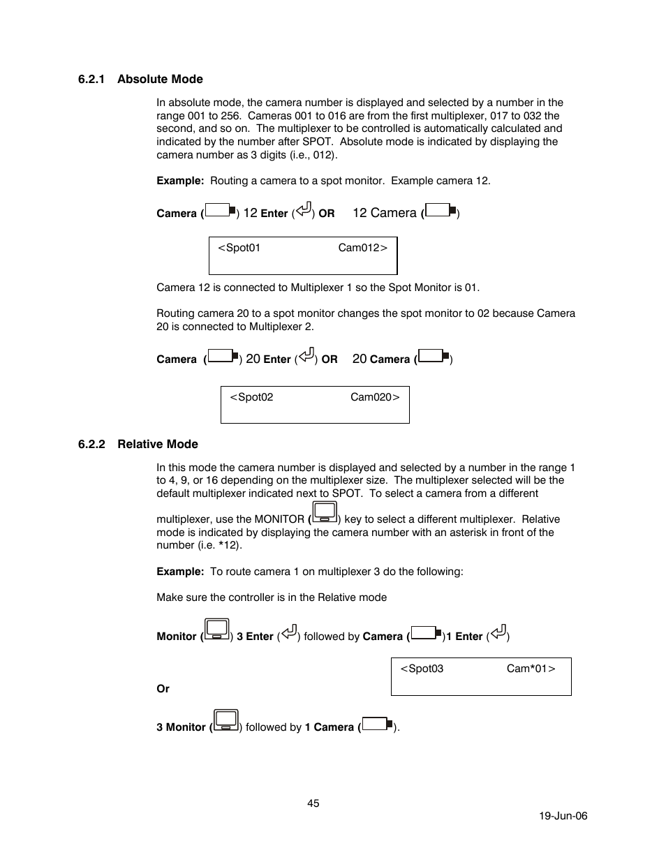 1 absolute mode, 2 relative mode, Absolute mode | Relative mode | Honeywell HEGS5001 User Manual | Page 55 / 68