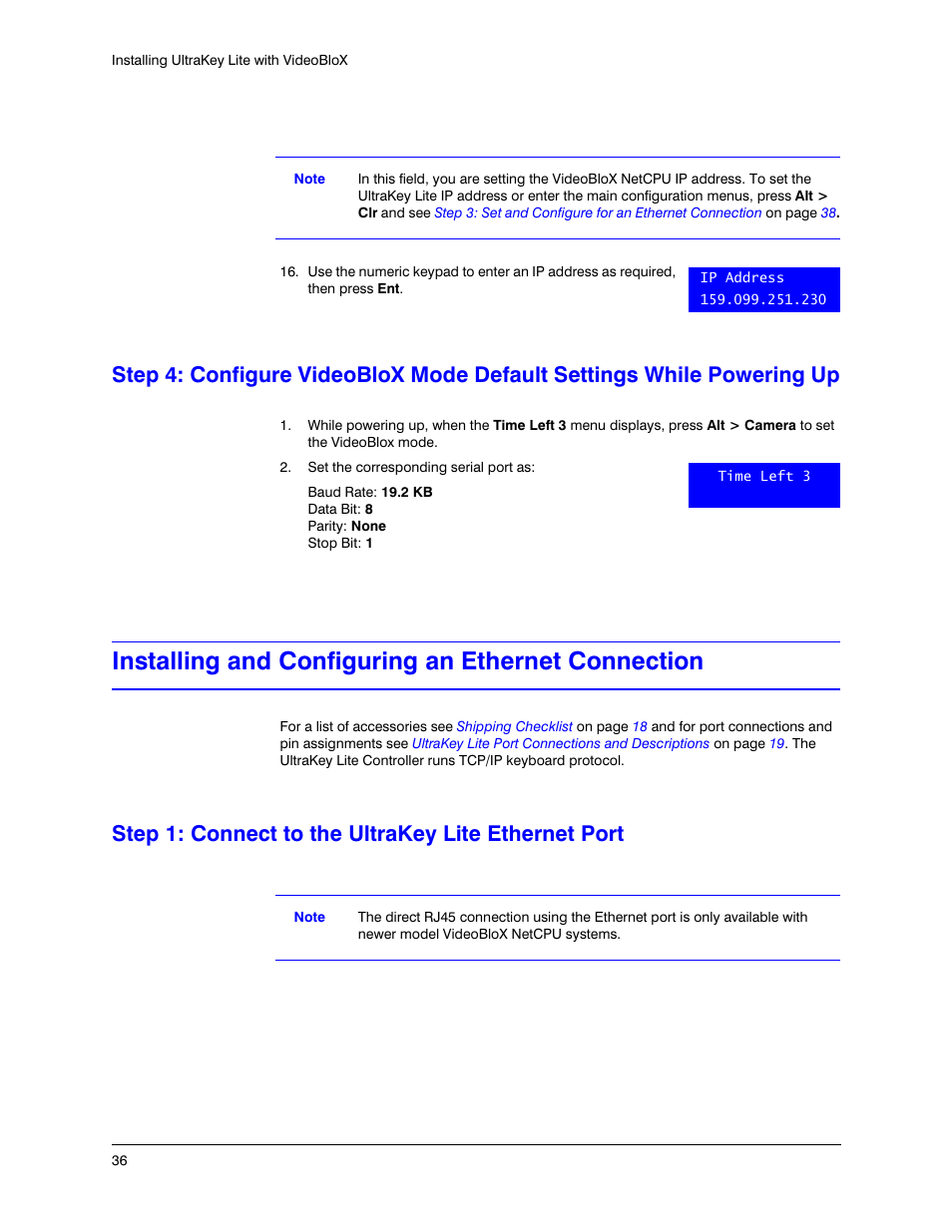 Installing and configuring an ethernet connection, Step 1: connect to the ultrakey lite ethernet port | Honeywell ULTRAKEY LITE HJC5000 User Manual | Page 36 / 72