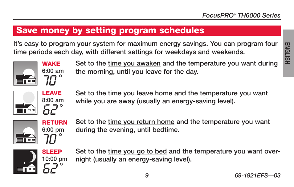 Honeywell FocusPRO TH6000 Series User Manual | Page 11 / 80