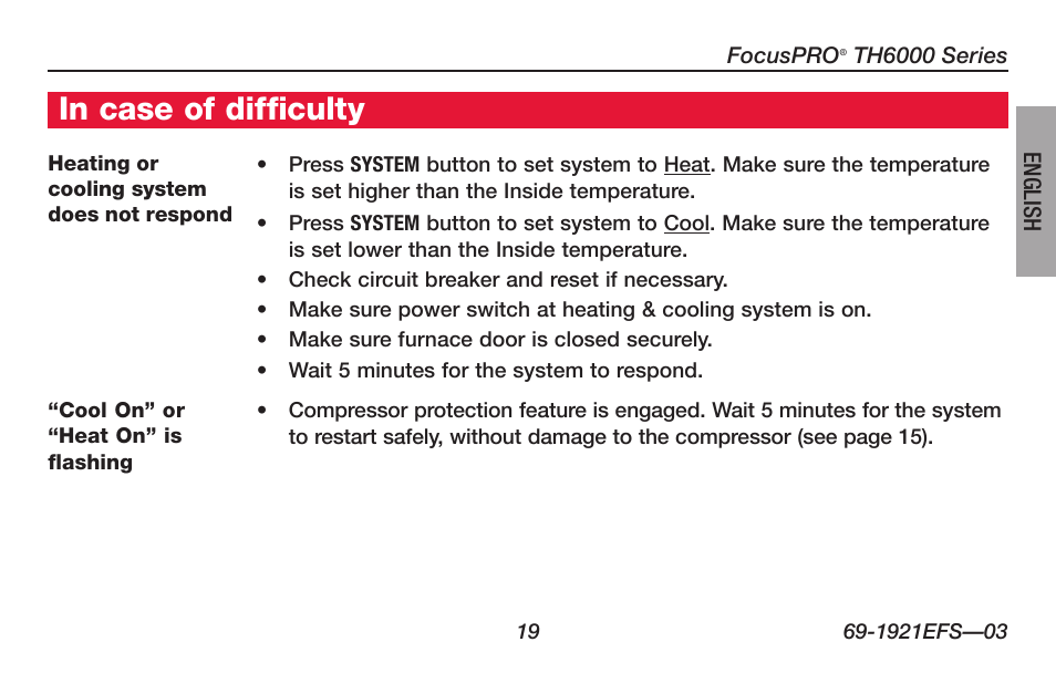 About your new thermostat | Honeywell FocusPRO TH6000 Series User Manual | Page 21 / 80
