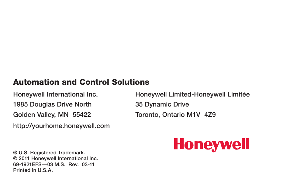 Automation and control solutions | Honeywell FocusPRO TH6000 Series User Manual | Page 26 / 80