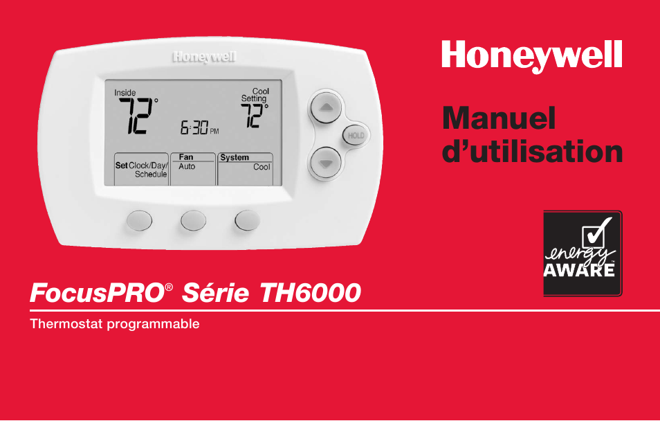 Manuel d’utilisation, Focuspro, Série th6000 | Honeywell FocusPRO TH6000 Series User Manual | Page 27 / 80