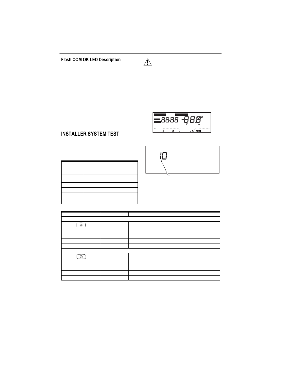 Flash com ok led description, Installer system test, Caution | Honeywell W8635A User Manual | Page 4 / 6
