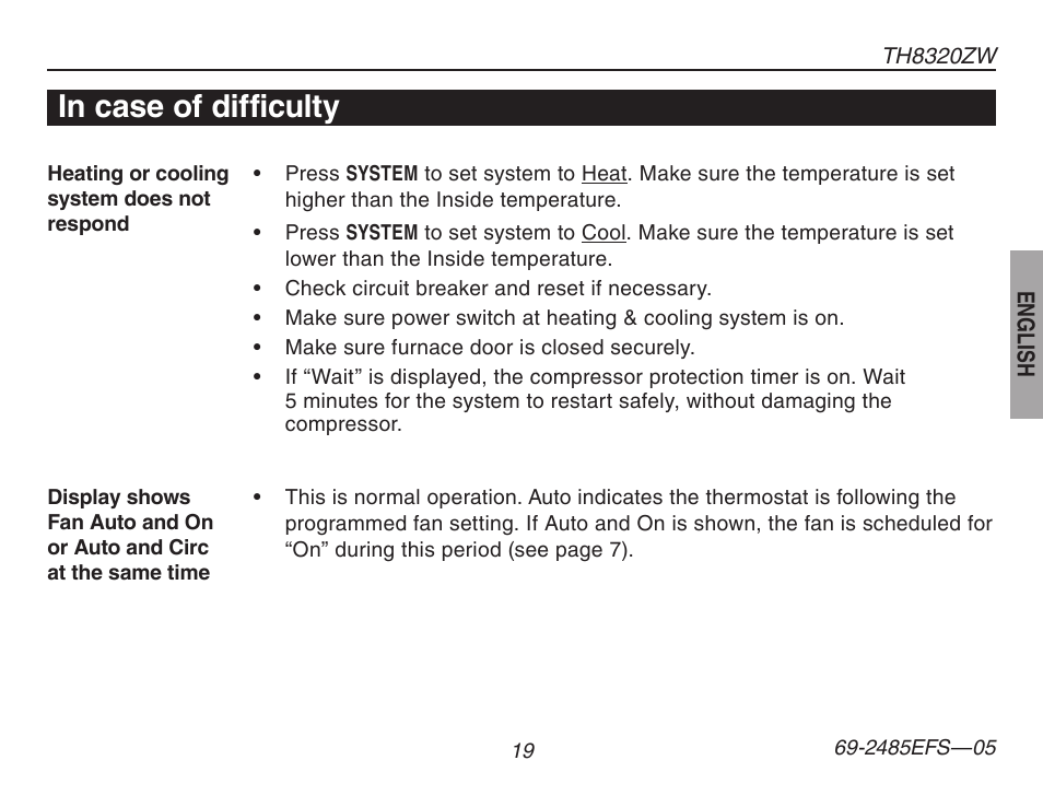 Honeywell TH8320ZW User Manual | Page 21 / 72
