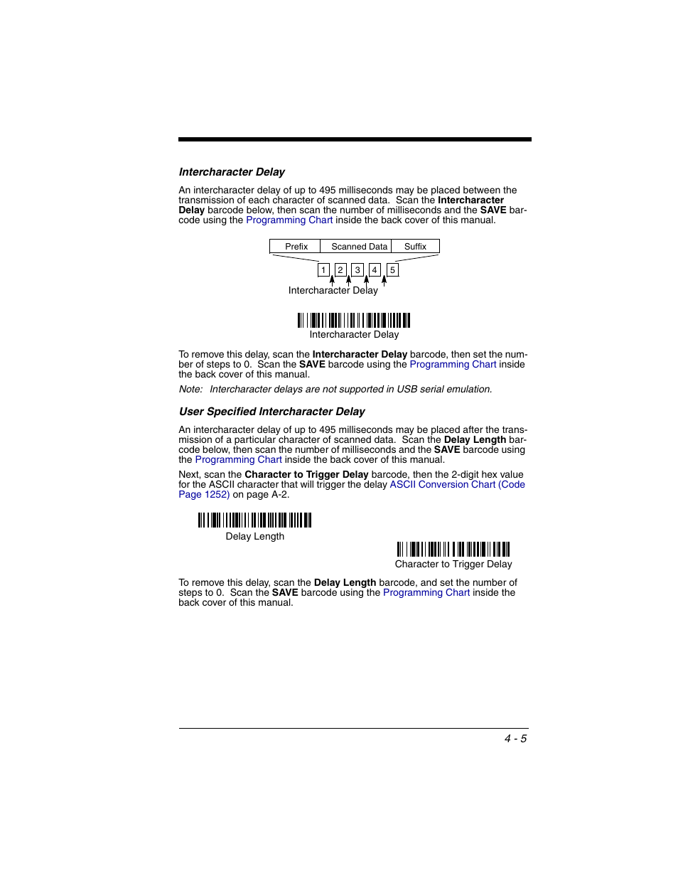 Intercharacter delay, User specified intercharacter delay | Honeywell 2020 User Manual | Page 81 / 188