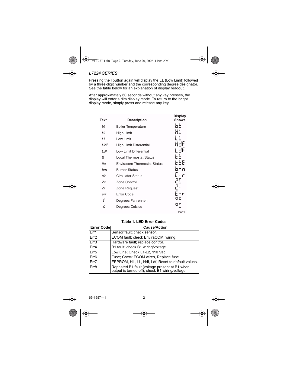 Honeywell AQUASTATIC L7224 User Manual | Page 2 / 4