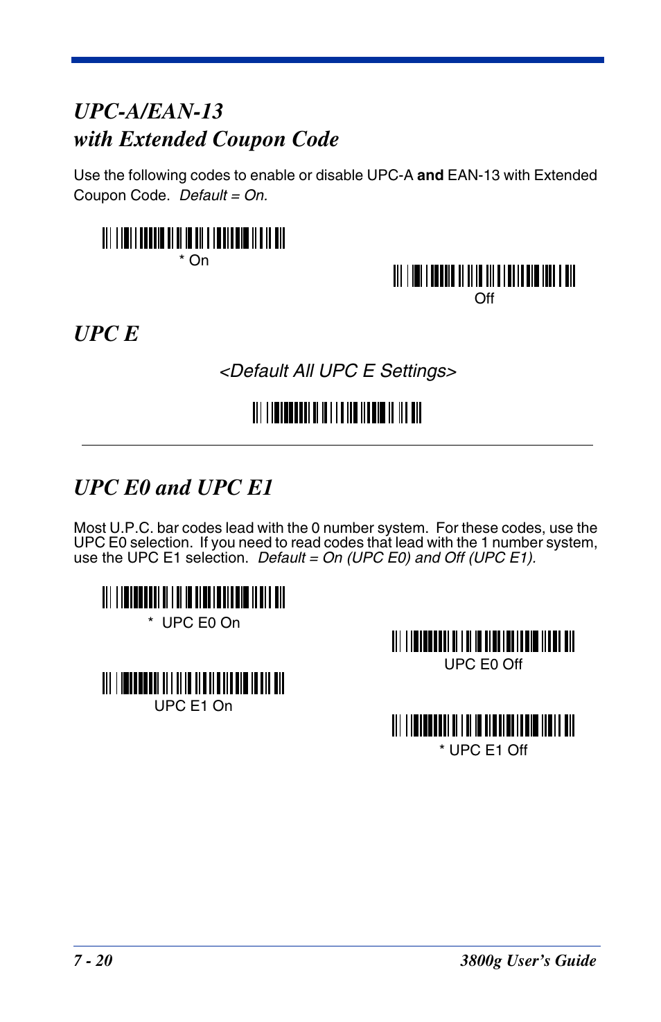 Upc e0 and upc e1, Upc e0 and upc e1 -20, Upc-a/ean-13 with extended coupon code | Upc e | Hand Held Products HANDHELD 3800G User Manual | Page 80 / 144