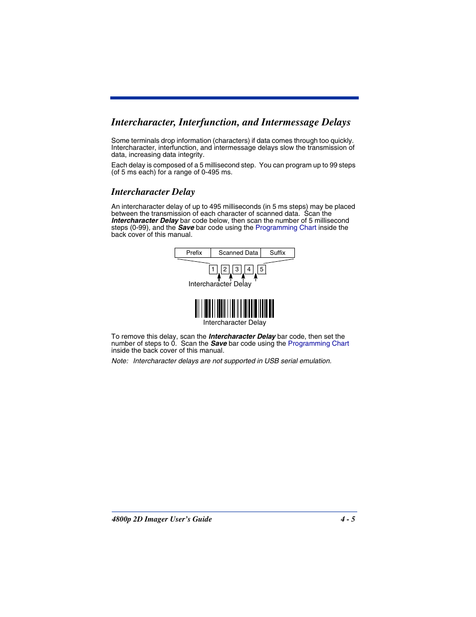 Intercharacter delay, Intercharacter delay -5 | Hand Held Products 2D IMAGER 4800P User Manual | Page 45 / 184