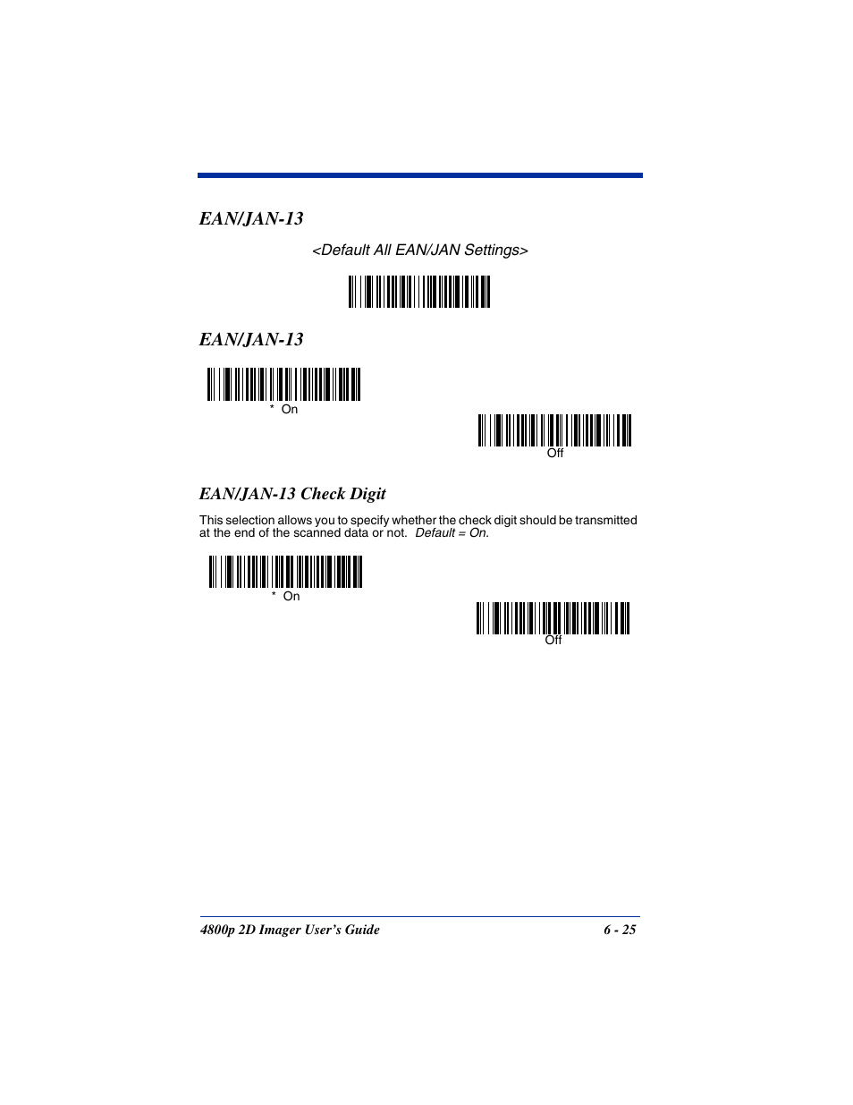 Ean/jan-13 check digit, Ean/jan-13 check digit -25, Ean/jan-13 | Hand Held Products 2D IMAGER 4800P User Manual | Page 79 / 184