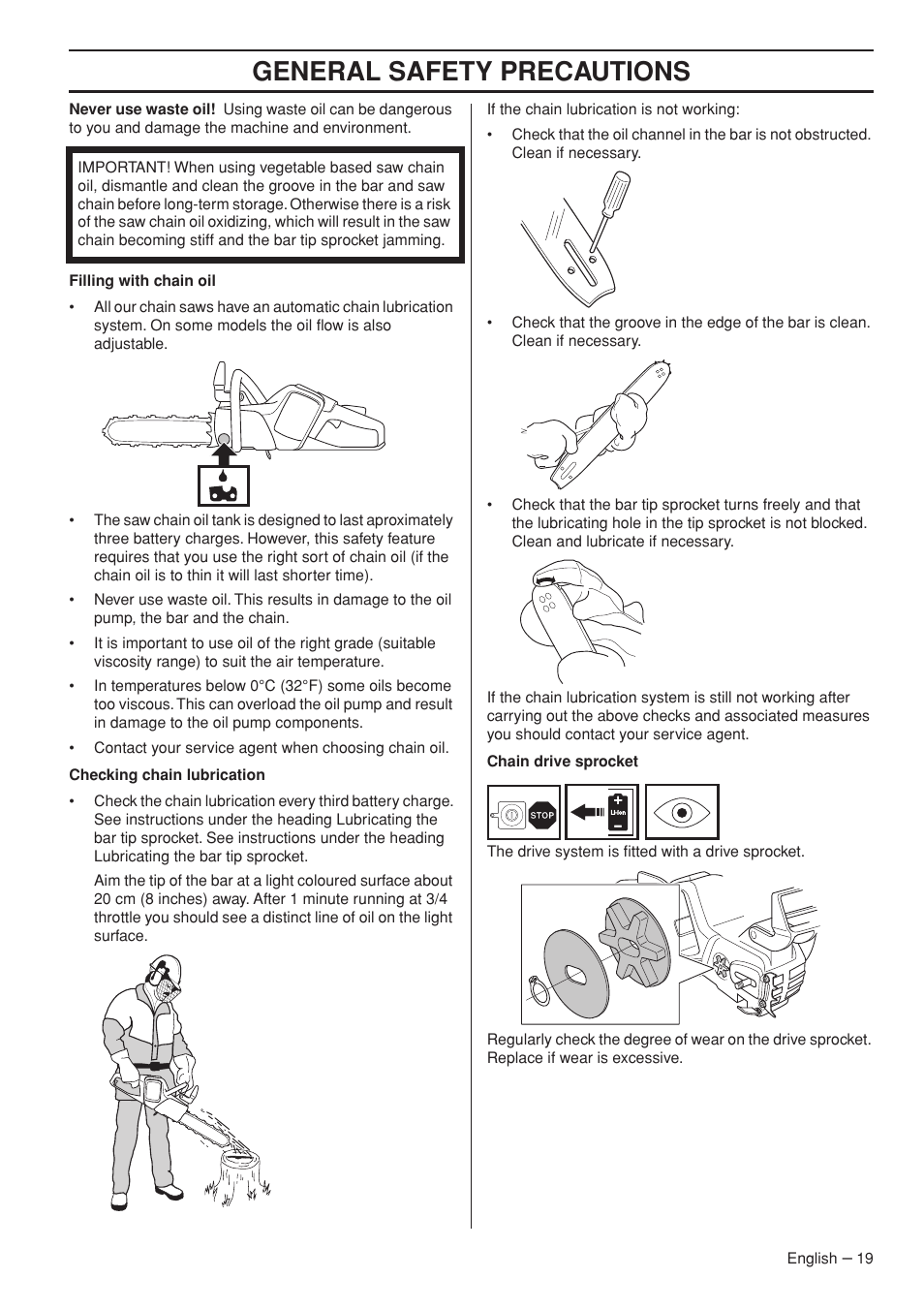 General safety precautions | Husqvarna 536 LIXP User Manual | Page 19 / 44