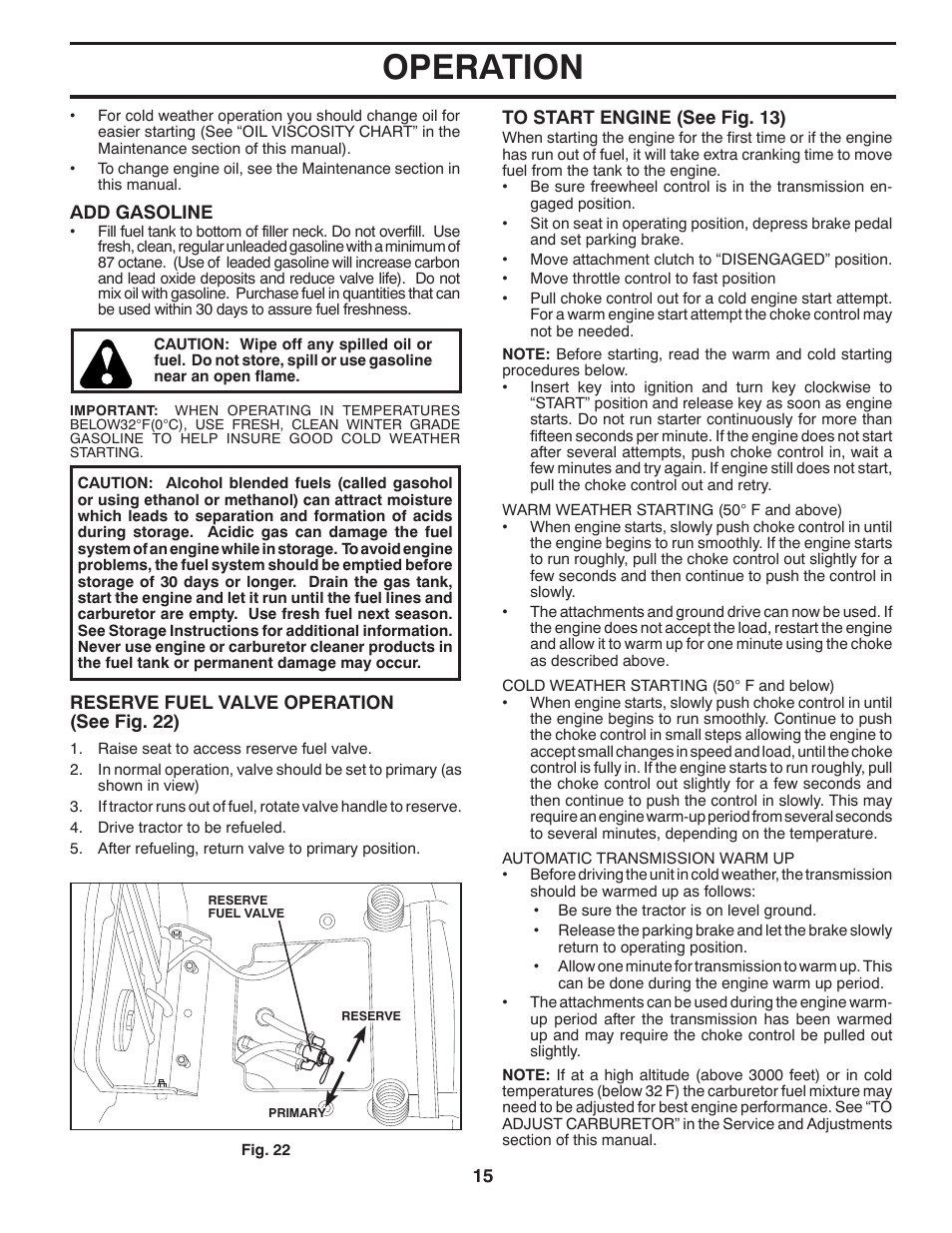 Operation | Husqvarna 2754 GLS User Manual | Page 15 / 49