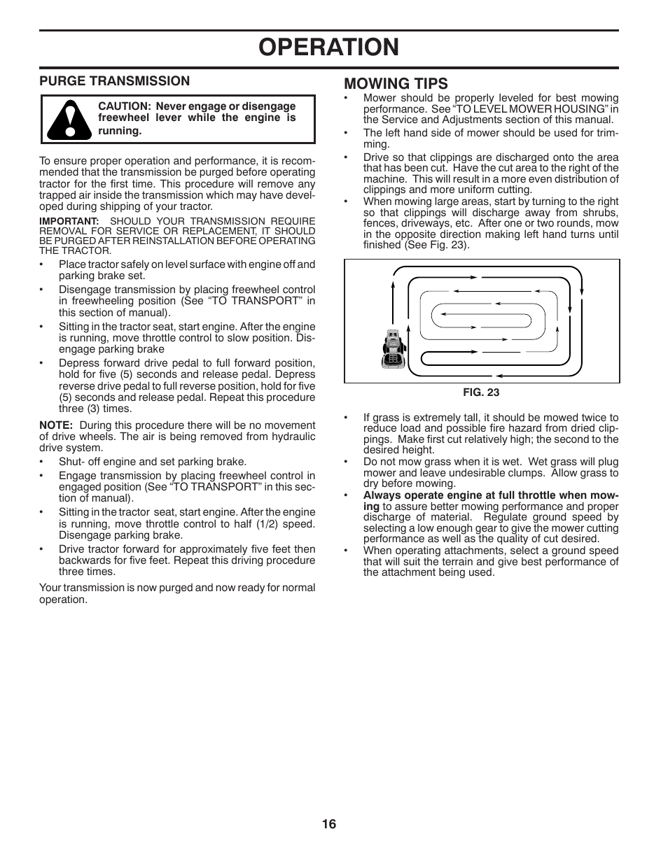 Operation, Mowing tips | Husqvarna 2754 GLS User Manual | Page 16 / 49
