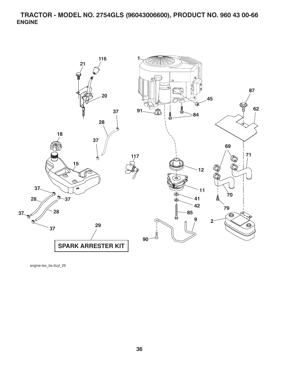 Engine / fuel tank | Husqvarna 2754 GLS User Manual | Page 36 / 49