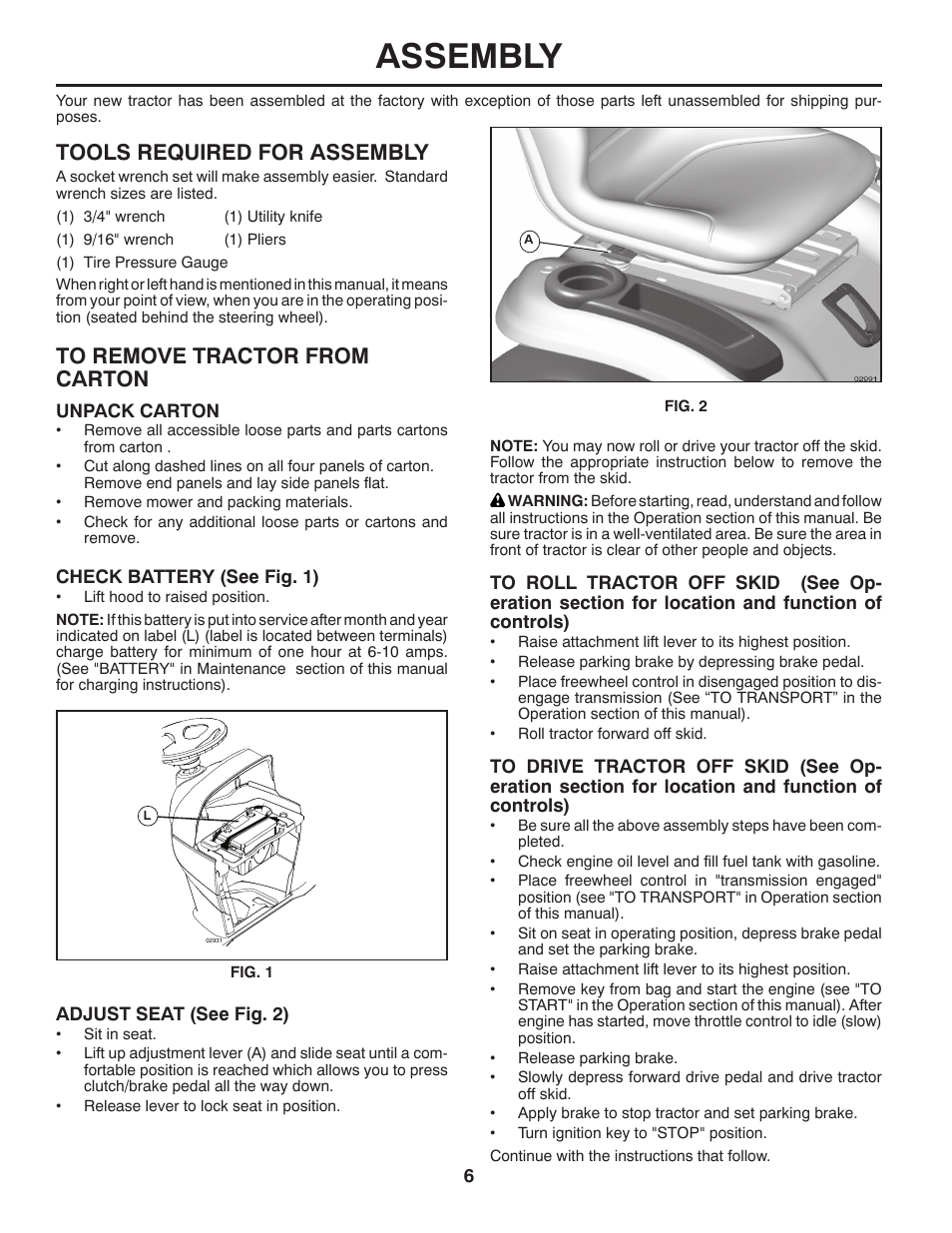 Assembly, Tools required for assembly | Husqvarna 2754 GLS User Manual | Page 6 / 49