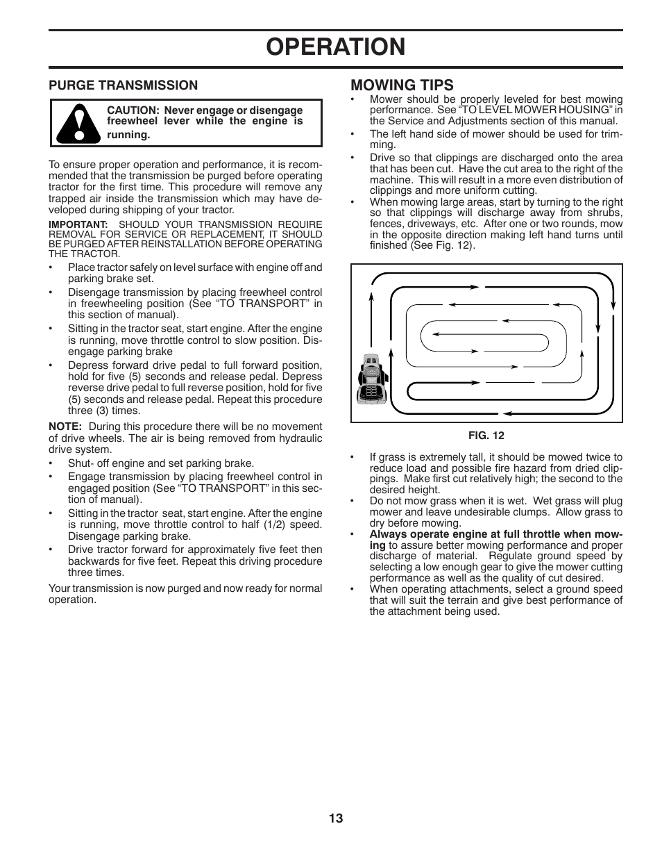 Operation, Mowing tips | Husqvarna 96045000504 User Manual | Page 13 / 48