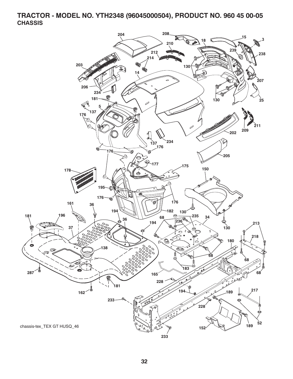 Chassis | Husqvarna 96045000504 User Manual | Page 32 / 48