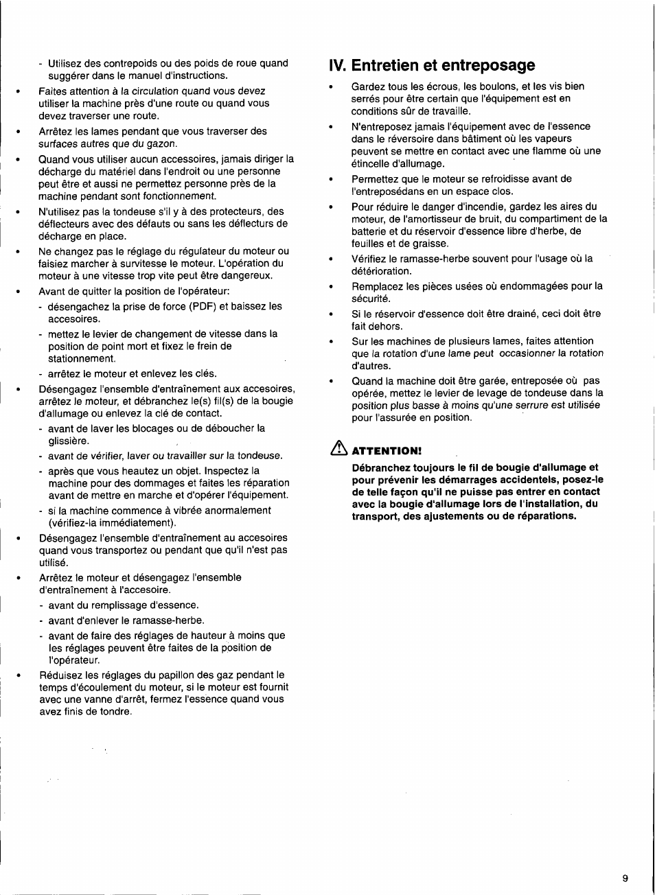 Iv. entretien et entreposage, Iv. entretien et entreposage a | Husqvarna 1000-14 User Manual | Page 11 / 68