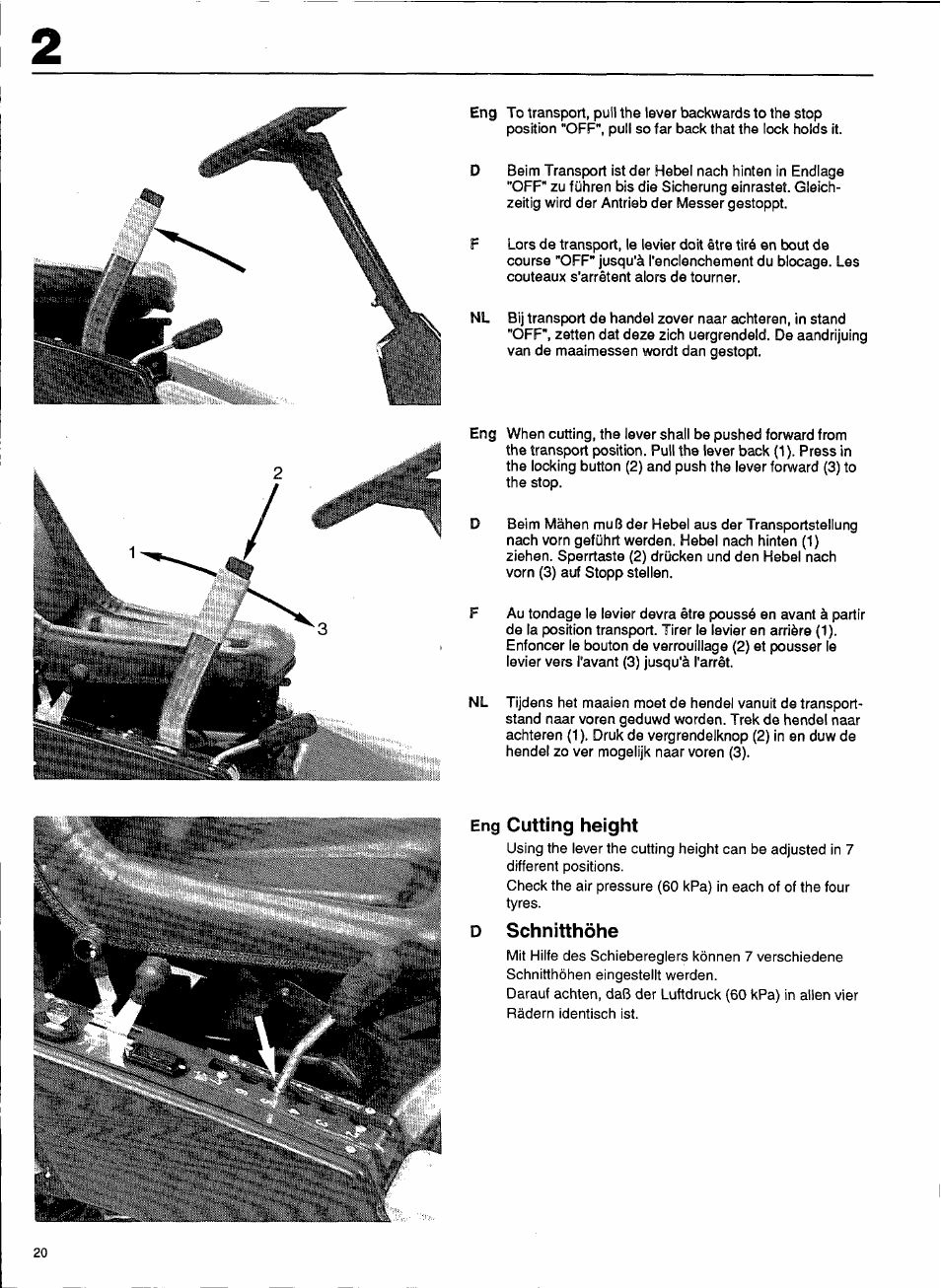 Cutting height, Schnitthöhe | Husqvarna 1000-14 User Manual | Page 22 / 68