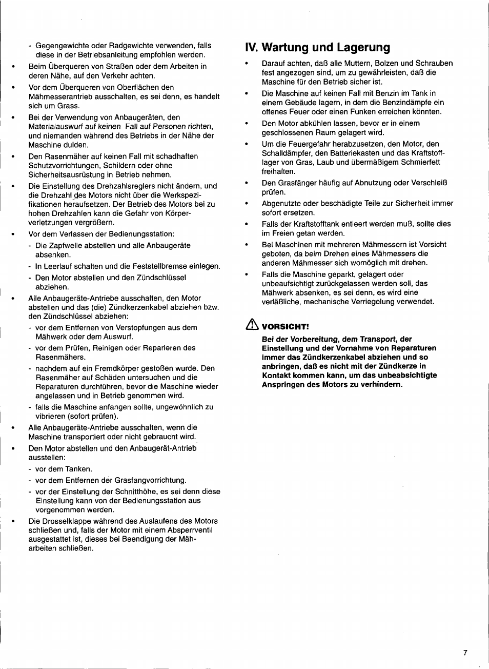 Iv. wartung und lagerung | Husqvarna 1000-14 User Manual | Page 9 / 68