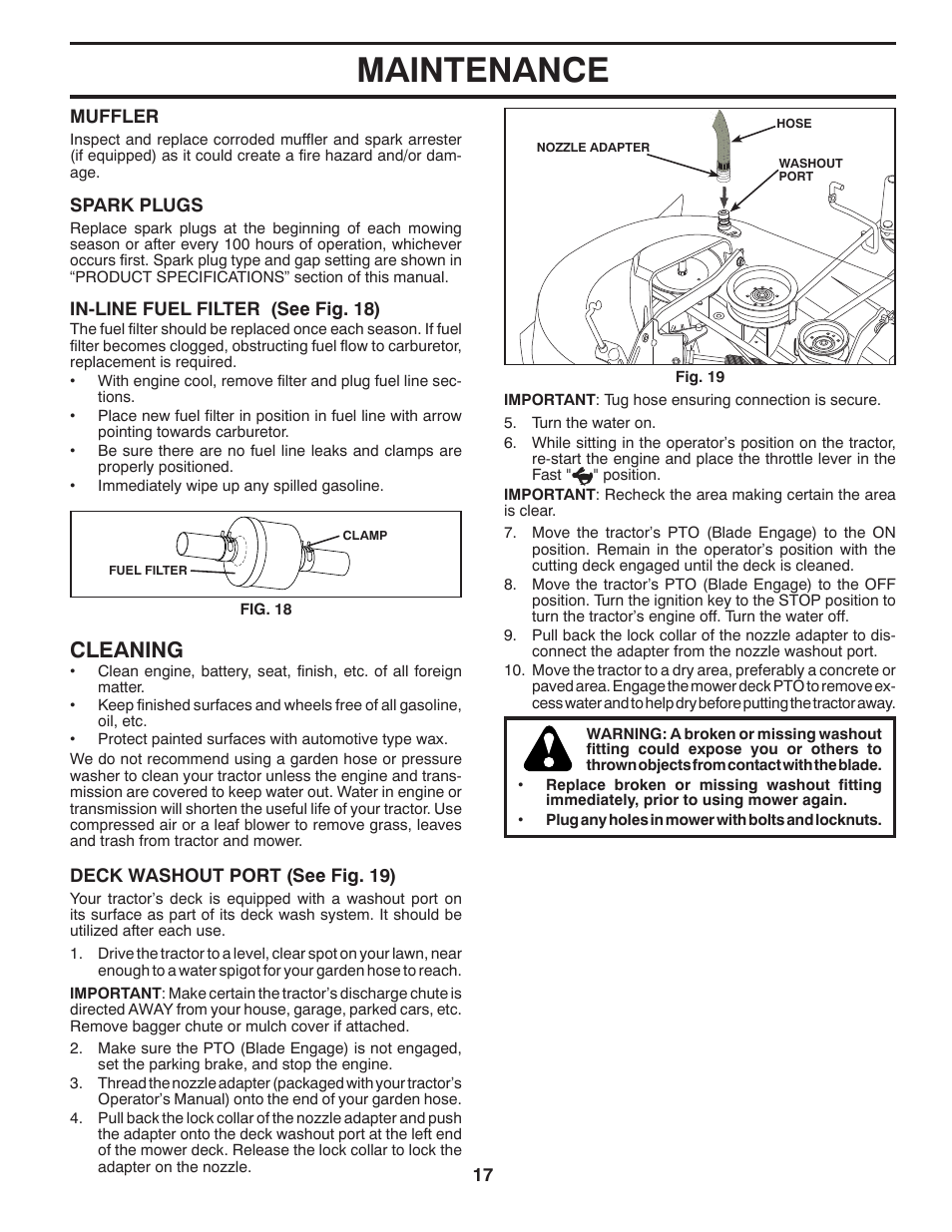 Maintenance, Cleaning | Husqvarna 532 42 41-94 User Manual | Page 17 / 45