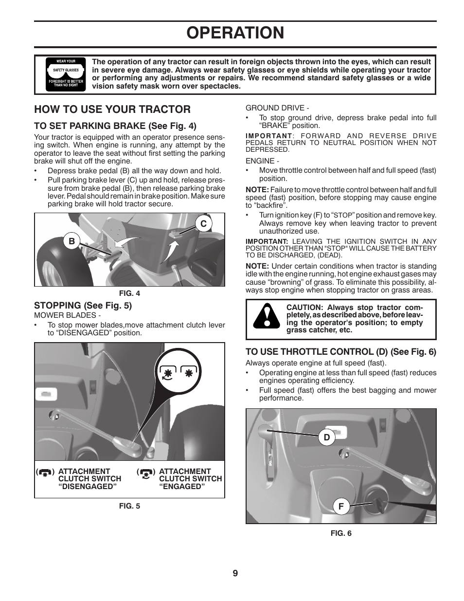 Operation, How to use your trac tor | Husqvarna 532 42 41-94 User Manual | Page 9 / 45