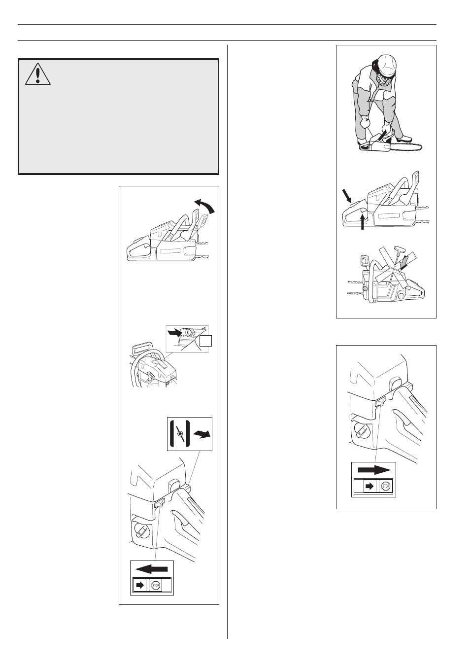 Start and stop, Start, Stop | Husqvarna 362XP User Manual | Page 28 / 36