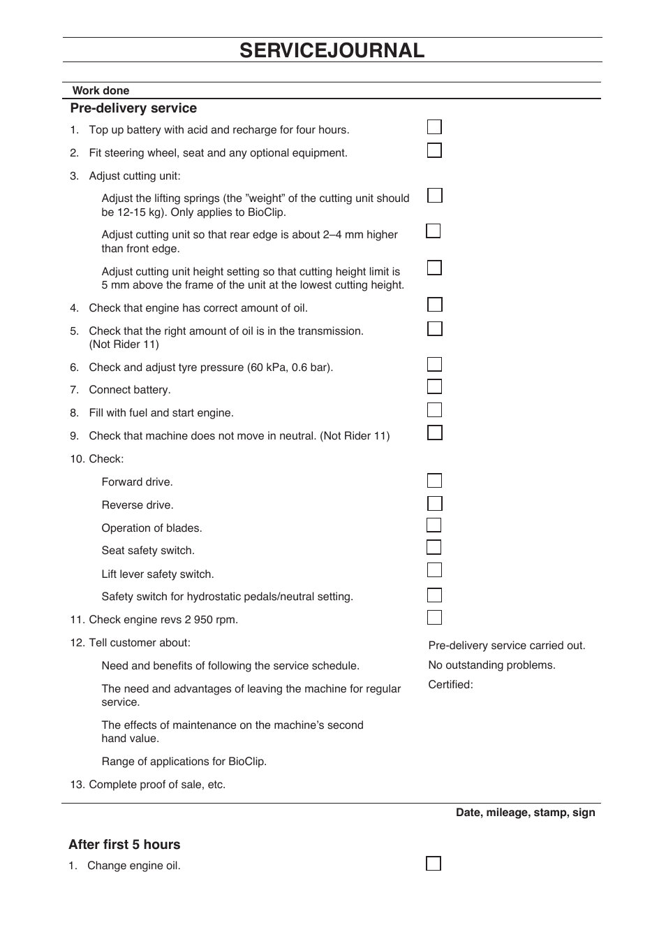 Servicejournal | Husqvarna 15 C User Manual | Page 53 / 56