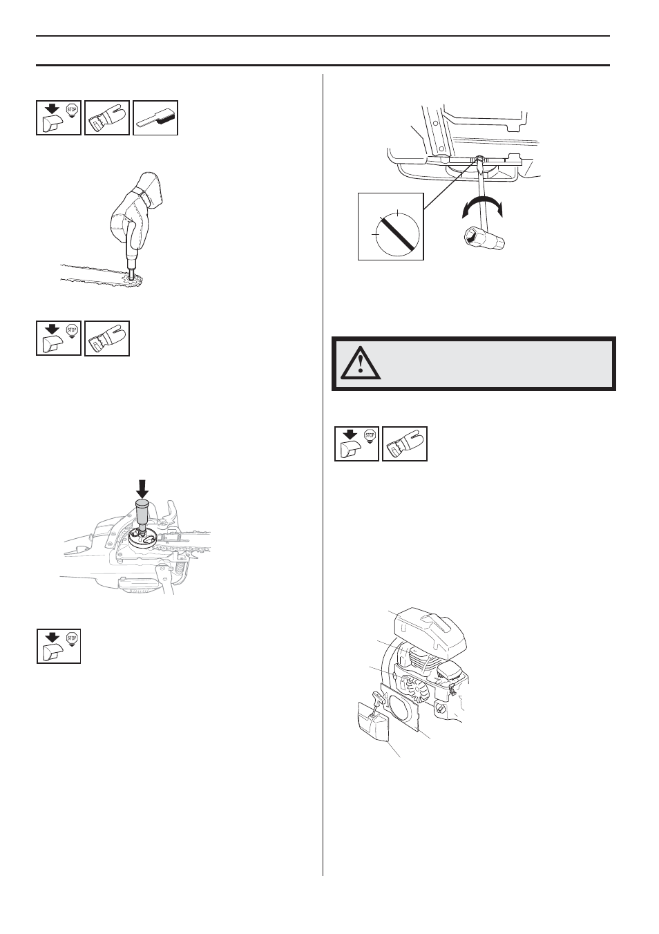 Lubricating the bar tip sprocket, Needle bearing lubrication, Adjustment of the oil pump | Cooling system, Maintenance | Husqvarna 359G E-tech User Manual | Page 36 / 44