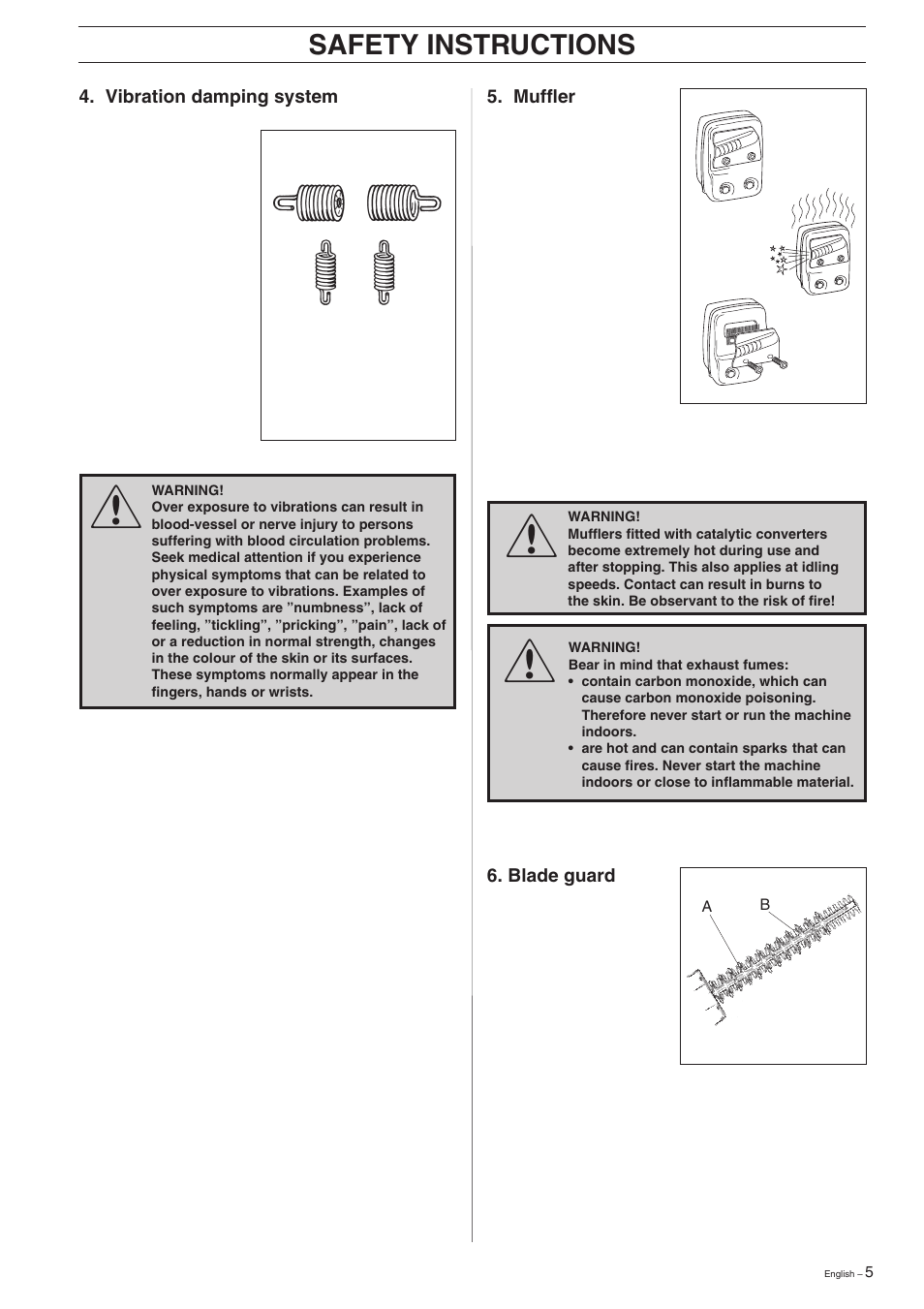 Safety instructions | Husqvarna 326HD60 User Manual | Page 5 / 24