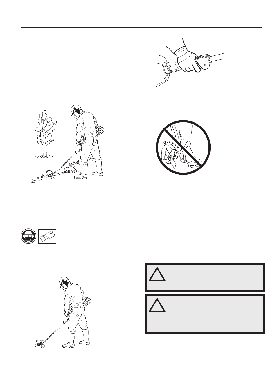 Basic working techniques, Safety instructions while working, Working techniques | Husqvarna 326ES User Manual | Page 19 / 32