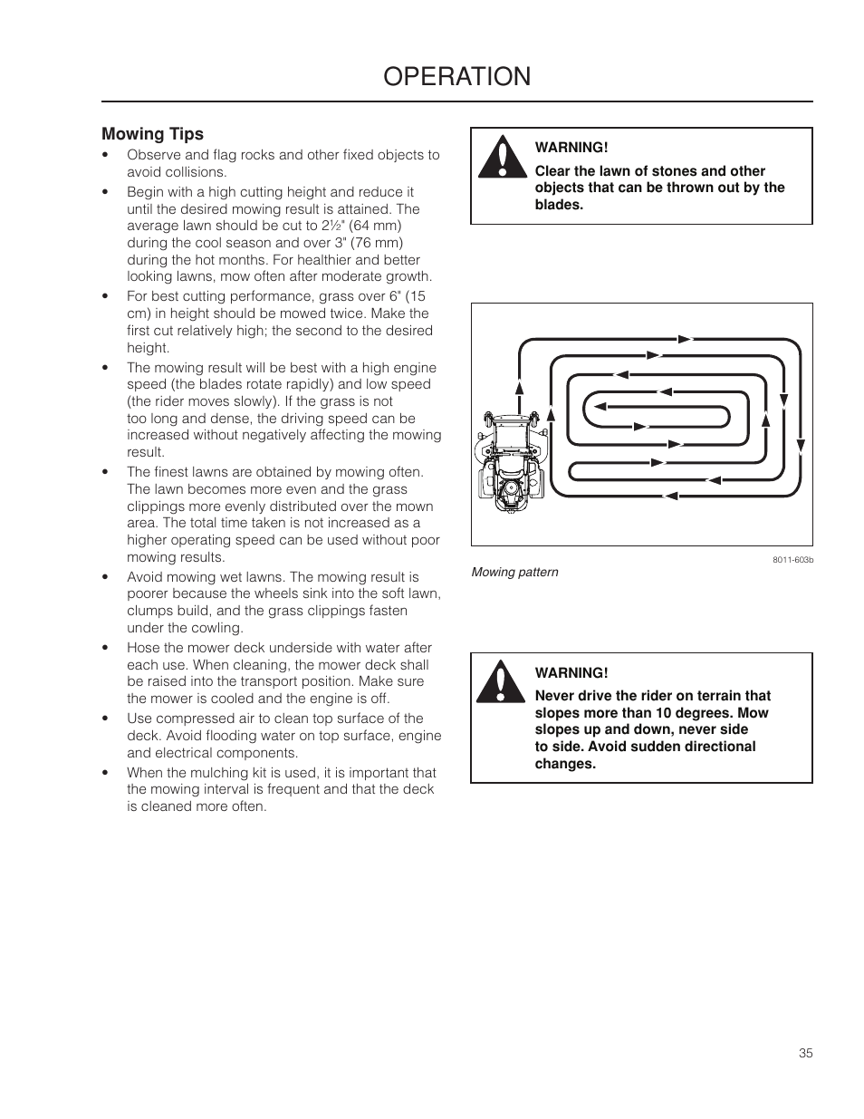 Mowing tips, Operation | Husqvarna 966553901 User Manual | Page 35 / 72