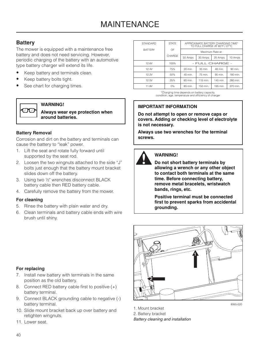 Battery, Maintenance | Husqvarna 966553901 User Manual | Page 40 / 72