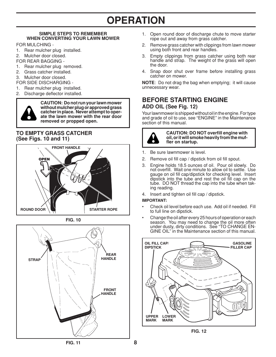 Operation, Before starting engine | Husqvarna 7021RC User Manual | Page 8 / 18