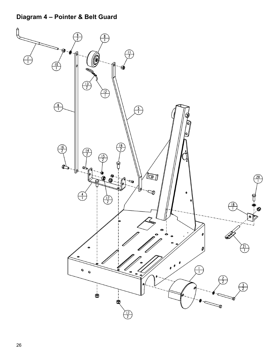 Diagram 4 – pointer & belt guard | Husqvarna MC1813R User Manual | Page 26 / 40