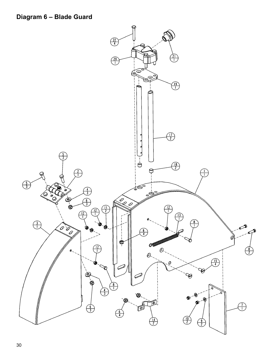 Diagram 6 – blade guard | Husqvarna MC1813R User Manual | Page 30 / 40