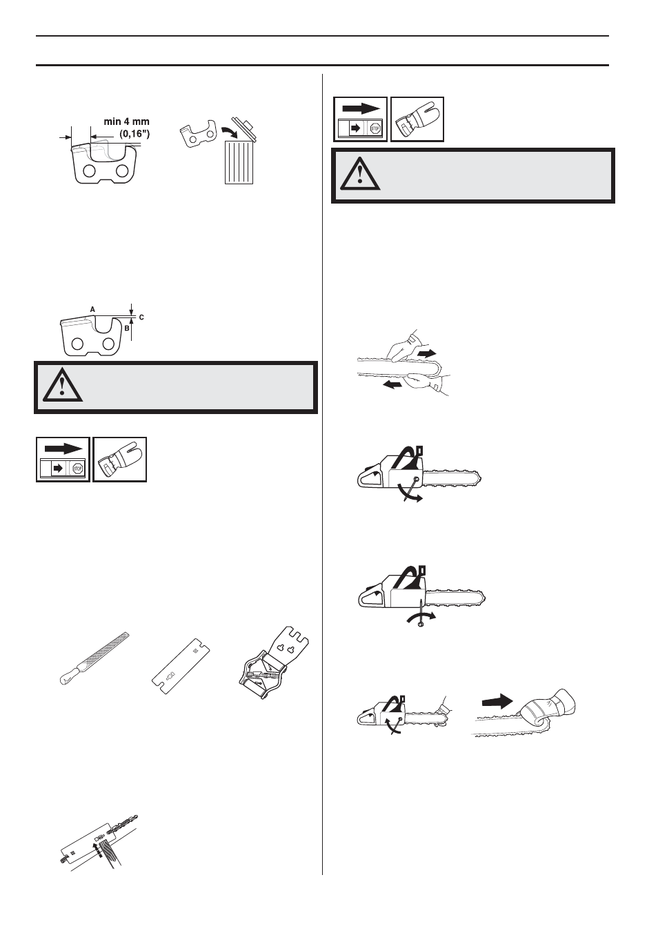 Tensioning the chain, General safety precautions | Husqvarna 1151338-95 User Manual | Page 14 / 44