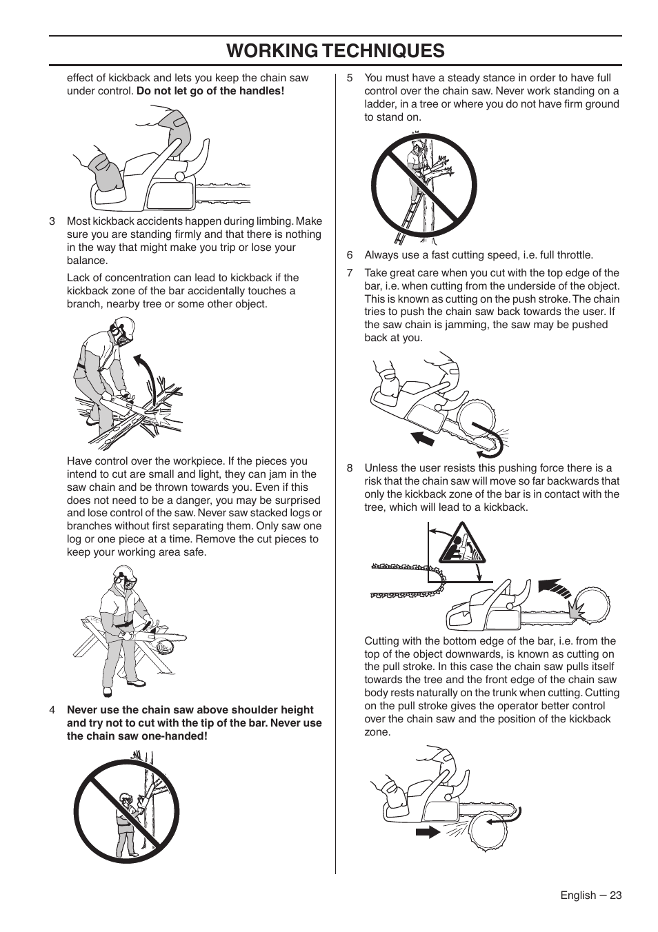 Working techniques | Husqvarna 1153183-26 User Manual | Page 23 / 44