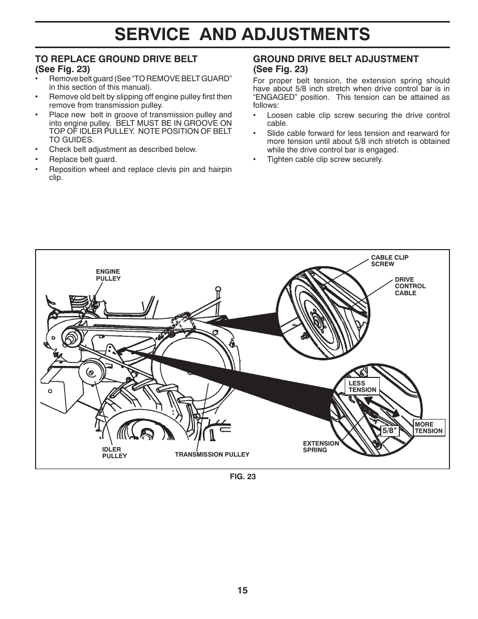 Service and adjustments | Husqvarna 650RTT User Manual | Page 15 / 28